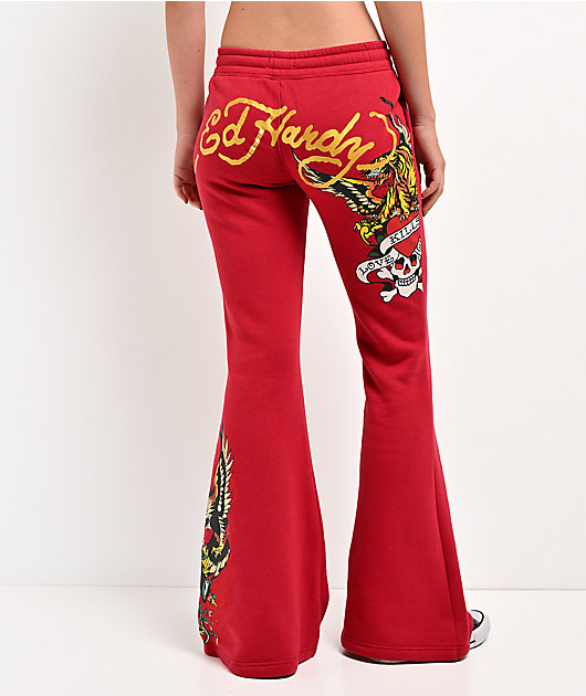 Ed Hardy Classic Y2K Red Sweatpants