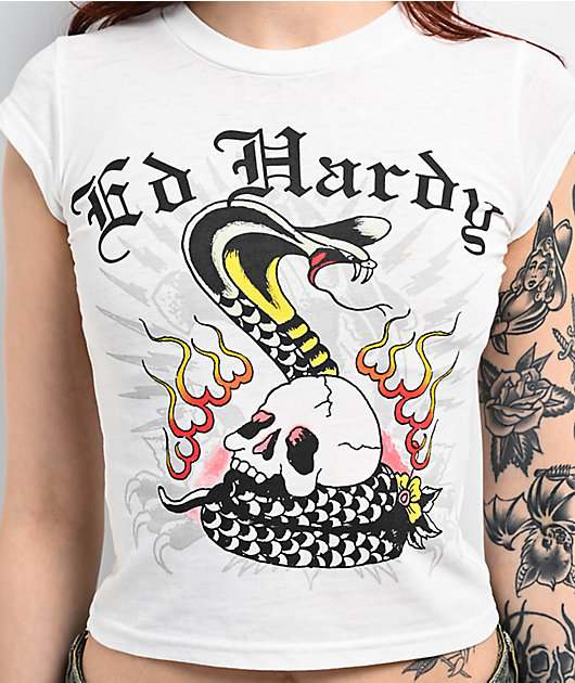 Ed Hardy COBRA FLAME Tシャツ Flame Cobra Baby Tee