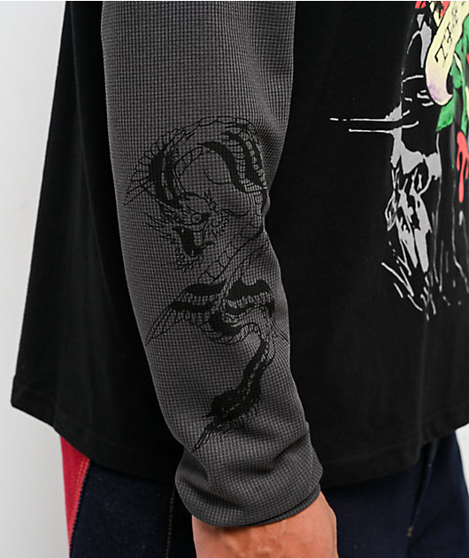 Ed Hardy Corp Dagger Black & Grey 2fer Long Sleeve T-Shirt