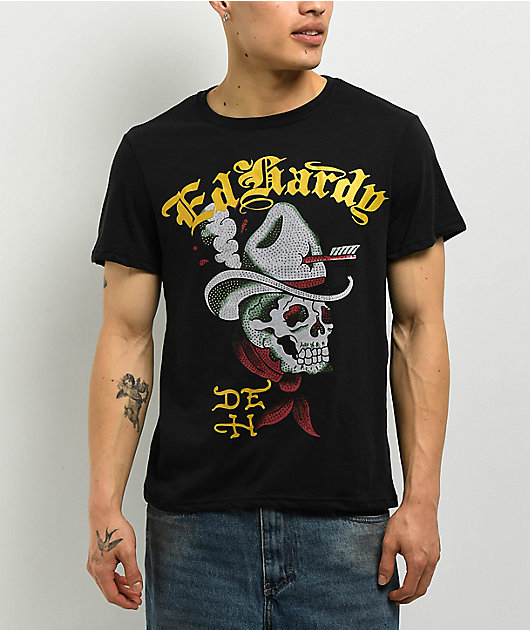 Ed Hardy Cowboy Skull Black T-Shirt | Zumiez