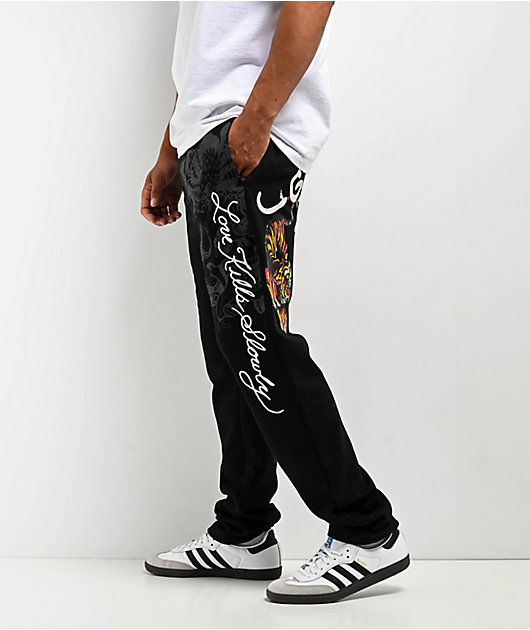 Ed Hardy Crawling Tiger Black Sweatpants | Zumiez