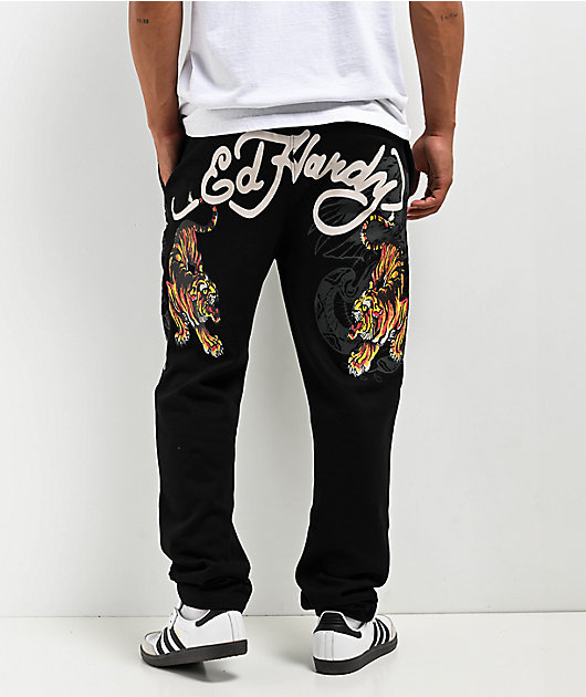 Ed Hardy Crawling Tiger Black Sweatpants | Zumiez