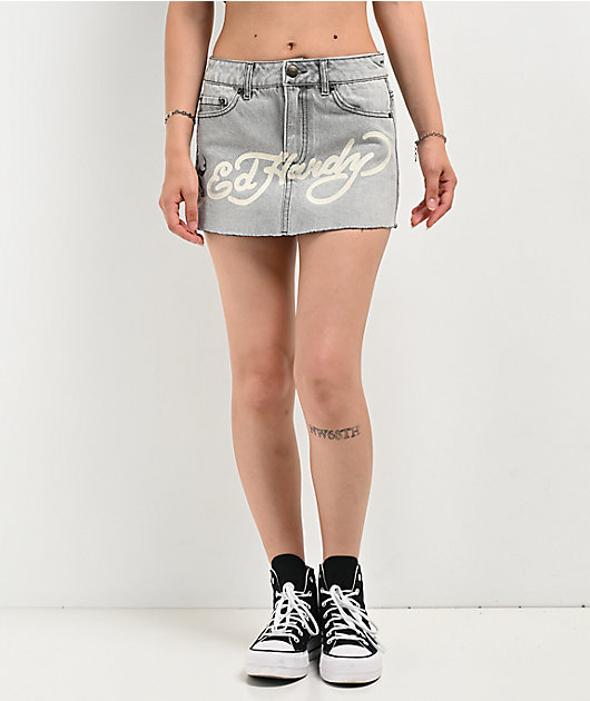 Ed Hardy Cross Denim Cutoff Mini Skirt Zumiez