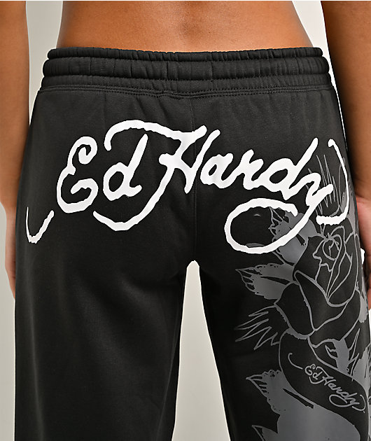 Ed Hardy Cross Heart Black Sweatpants