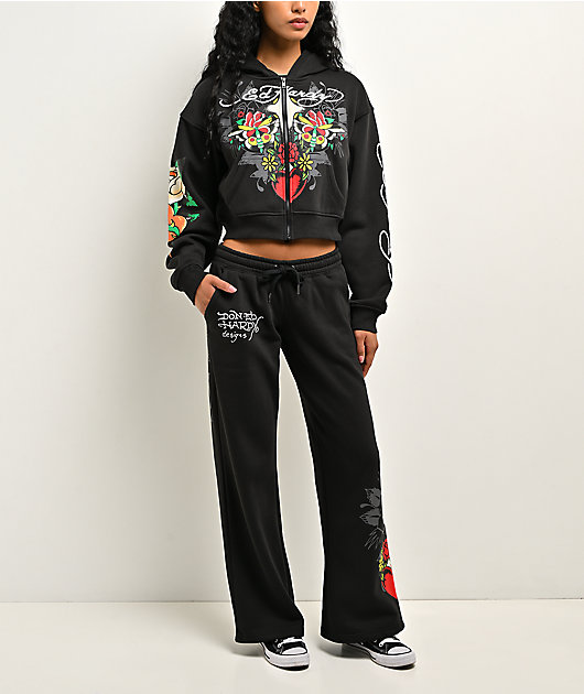 Ed Hardy Cross Heart Black Sweatpants
