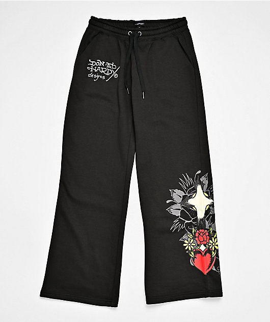 Ed Hardy Cross Heart Black Sweatpants