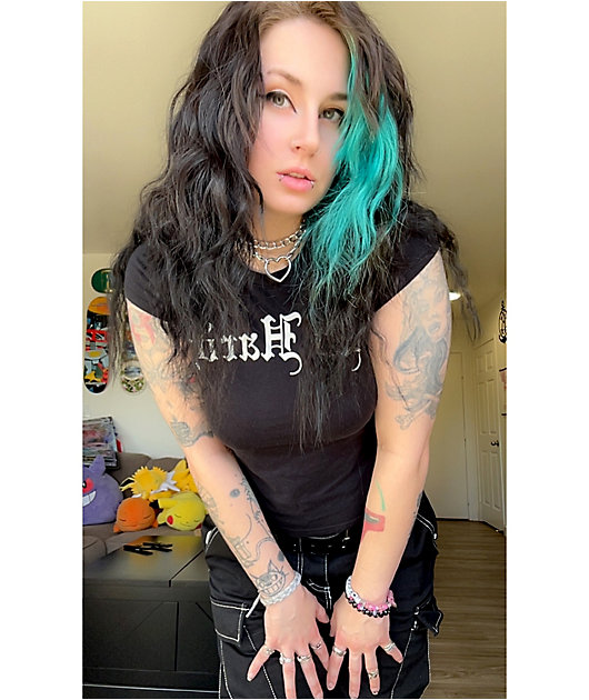 Ed Hardy Cross Heart Cap Sleeve Black T-Shirt | Zumiez