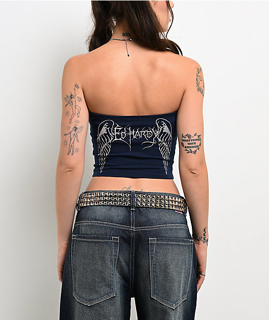 Ed Hardy Cross Wings Blue Tube Top