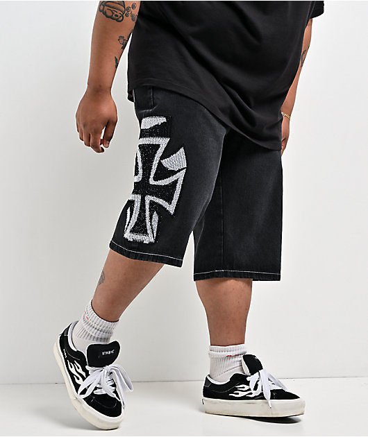 Ed Hardy Crosses Black Denim Shorts