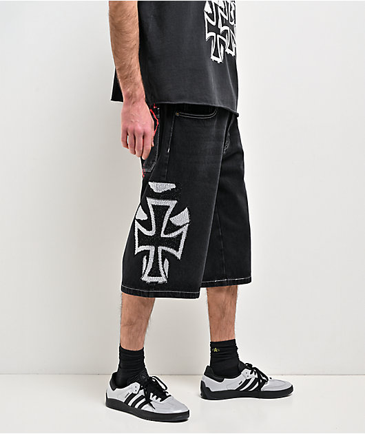 Ed Hardy Crosses Black Denim Shorts