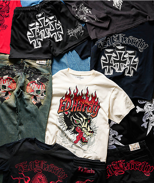 Ed Hardy Crosses Black Mesh Shorts