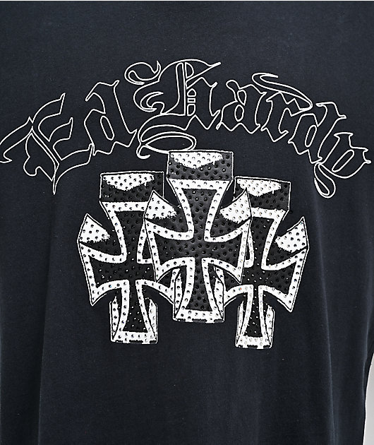 Ed Hardy Crosses Rhinestone Black 2fer Long Sleeve T-Shirt