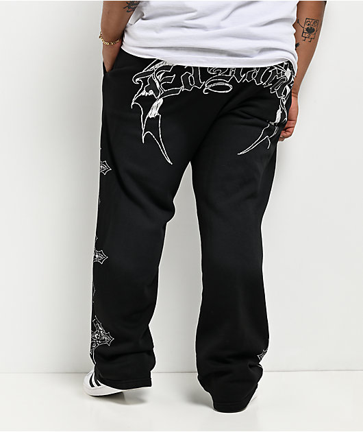 Ed Hardy Crosses Sunfade Black Baggy Sweatpants | Zumiez