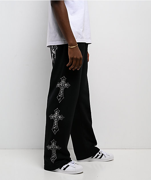 Ed Hardy Crosses Sunfade Black Baggy Sweatpants | Zumiez
