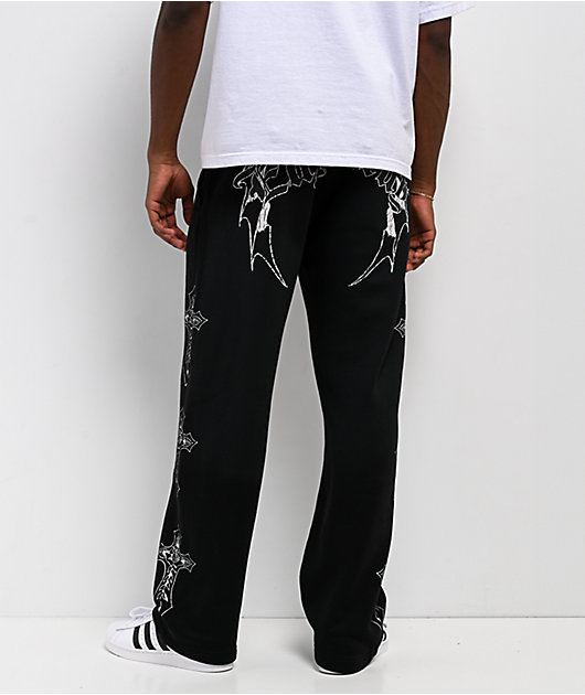 Ed Hardy Crosses Sunfade Black Baggy Sweatpants | Zumiez