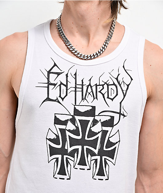 Ed Hardy Crosses White Tank Top