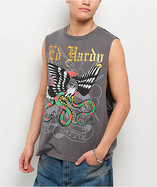 Ed Hardy DBD Eagle Vintage Grey Tank Top | Zumiez