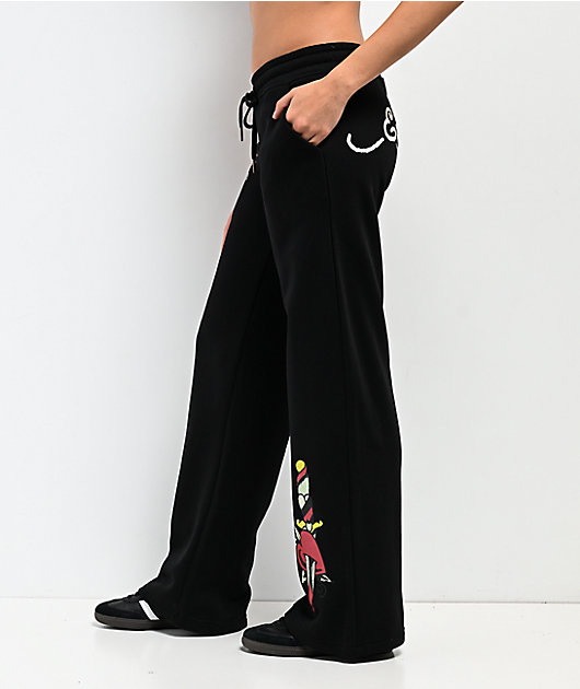 Ed Hardy Dagger Heart Black Wide Leg Sweatpants