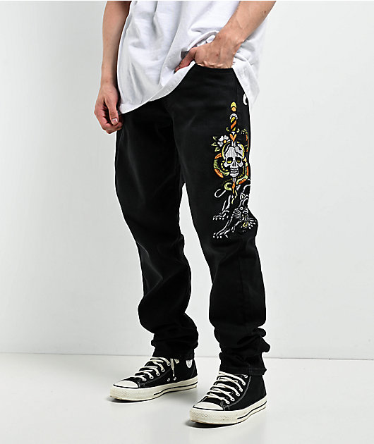 Ed Hardy Dagger Skull Slim Taper Black Denim Jeans | Zumiez