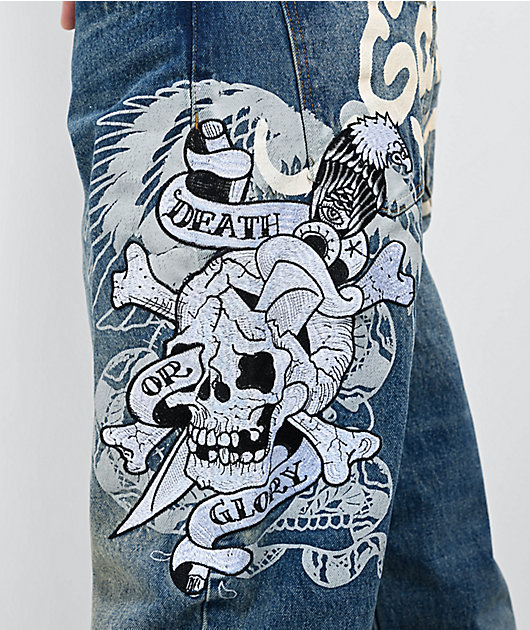 Ed Hardy Death & Glory Blue Jeans