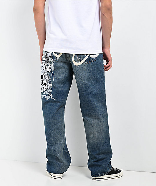 Ed Hardy Death & Glory Blue Jeans