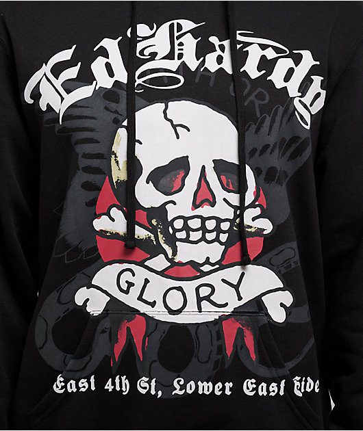 Ed Hardy Death Or Glory Skull Black Hoodie | Zumiez