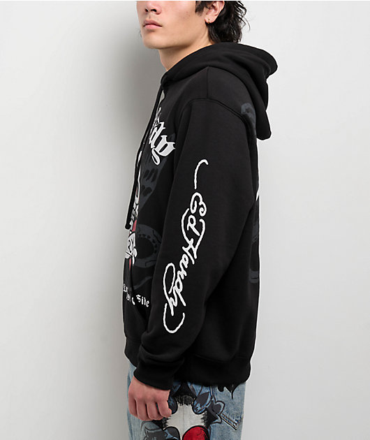 Ed Hardy Death Or Glory Skull Black Hoodie | Zumiez