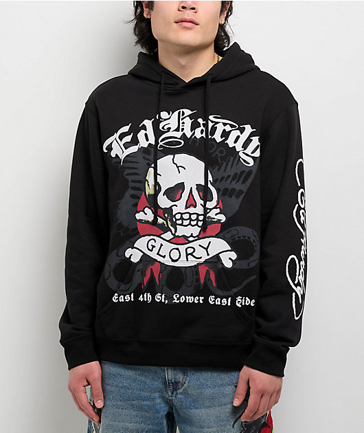Ed Hardy Death Or Glory Skull Black Hoodie | Zumiez