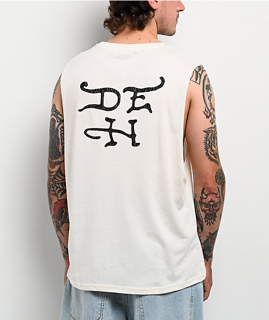 Ed Hardy Demon Ivory Cutoff Tank Top
