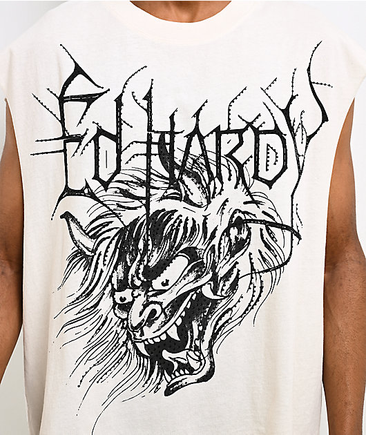 Ed Hardy Demons Head Natural Crop Tank Top
