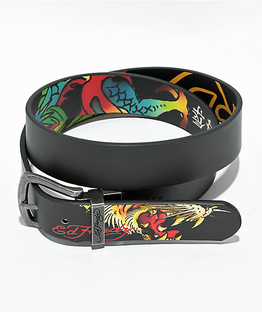 Ed Hardy Dragon Tiger Black Reversible Belt