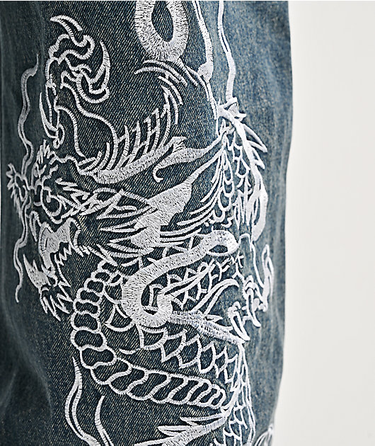 Ed Hardy Dragon Blue Baggy Jeans