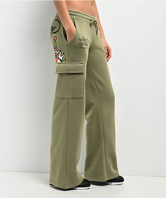 Ed Hardy Dragon Dagger Olive Cargo Sweatpants | Zumiez