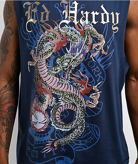 Ed Hardy Dragon Navy Tank Top | Zumiez