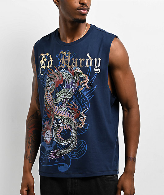 Ed Hardy Dragon Navy Tank Top | Zumiez