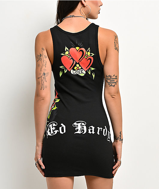 Ed Hardy Dragon Rose Black Dress