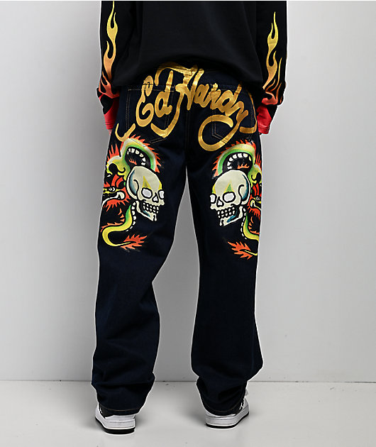 Ed Hardy Dragon Skull Raw Denim Jeans | Zumiez
