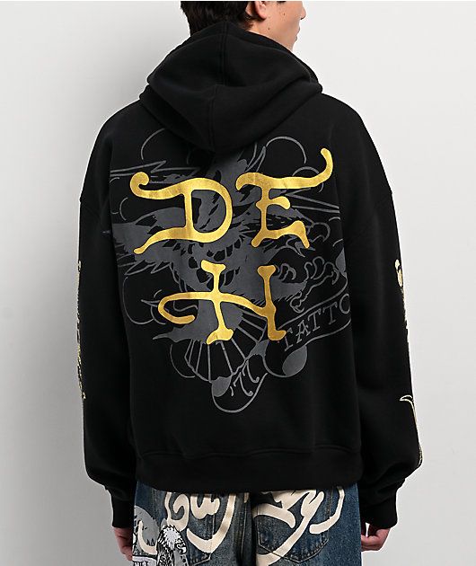 Ed Hardy Dragon Skull Rhinestone Black Zip Hoodie | Zumiez
