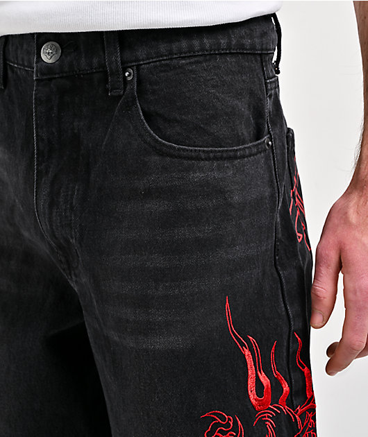 Ed Hardy Dragons Black Wash Baggy Jeans
