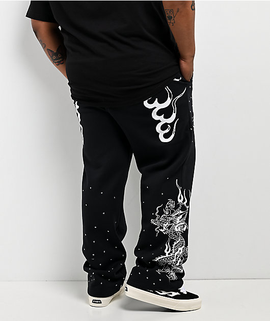 Ed Hardy Dragons Studded Black Sweatpants