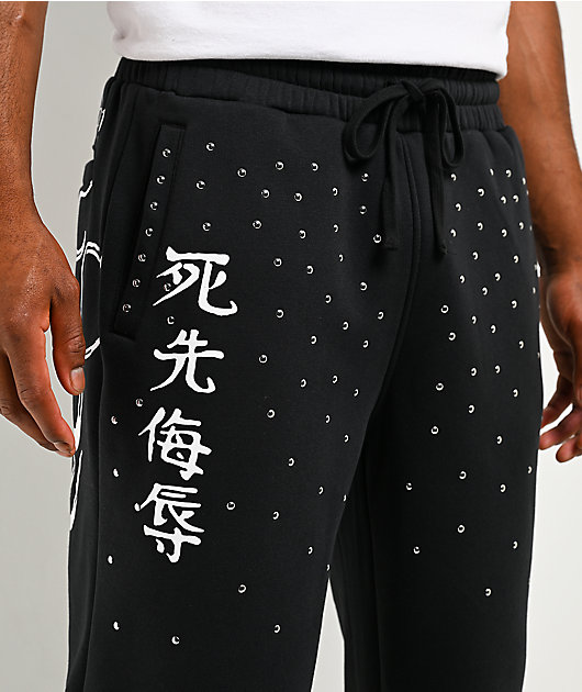 Ed Hardy Dragons Studded Black Sweatpants