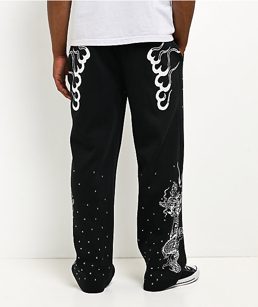 Ed Hardy Dragons Studded Black Sweatpants