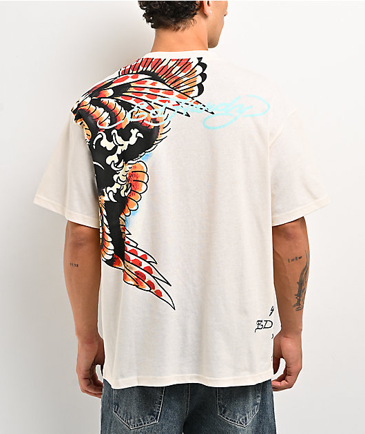 Ed Hardy Eagle Rhinestone White T-Shirt