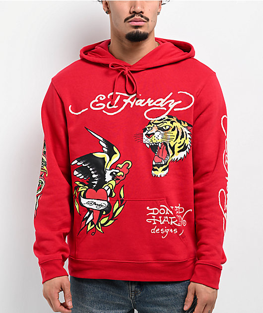 Ed Hardy Eagle Tiger Red Hoodie | Zumiez