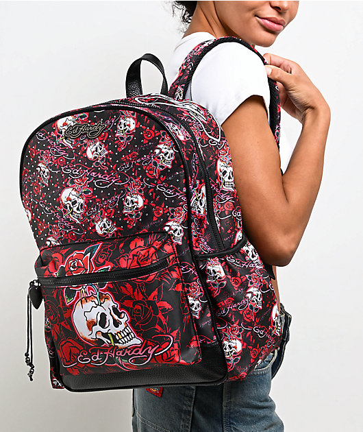 Ed Hardy Eloise Black & Red Backpack
