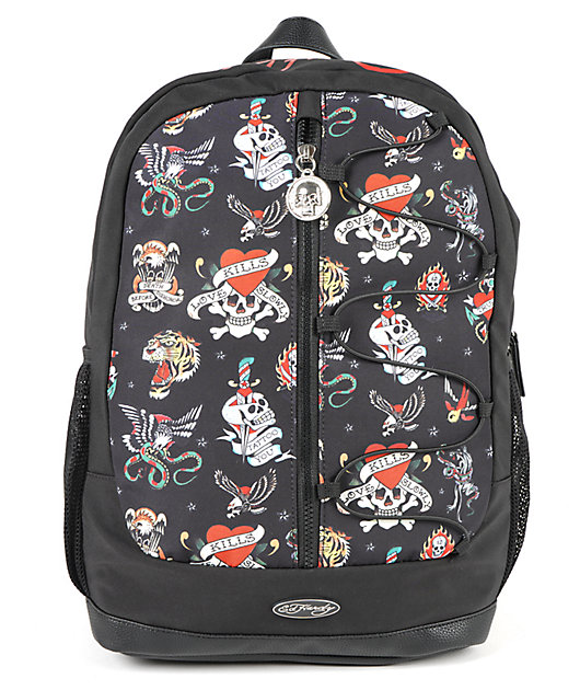 Ed Hardy Eve All Over Black Backpack | Zumiez