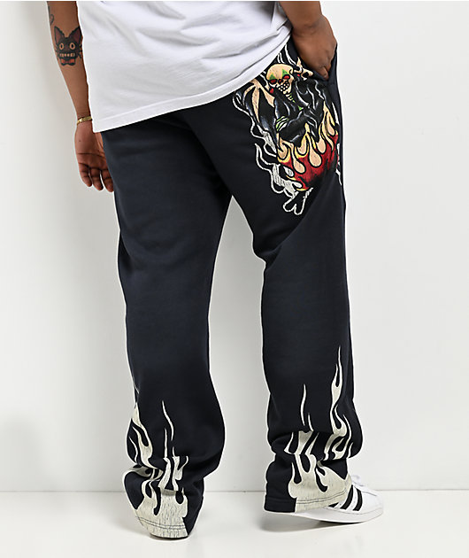 Ed Hardy Fire Lord Navy Wash Baggy Sweatpants | Zumiez
