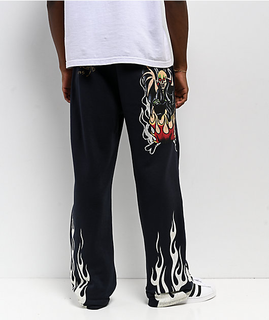Ed Hardy Fire Lord Navy Wash Baggy Sweatpants | Zumiez