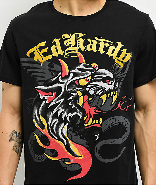 Ed Hardy Fire Panther Black T-Shirt