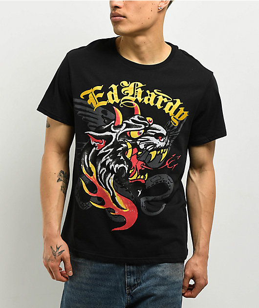 Ed Hardy Fire Panther Black T-Shirt